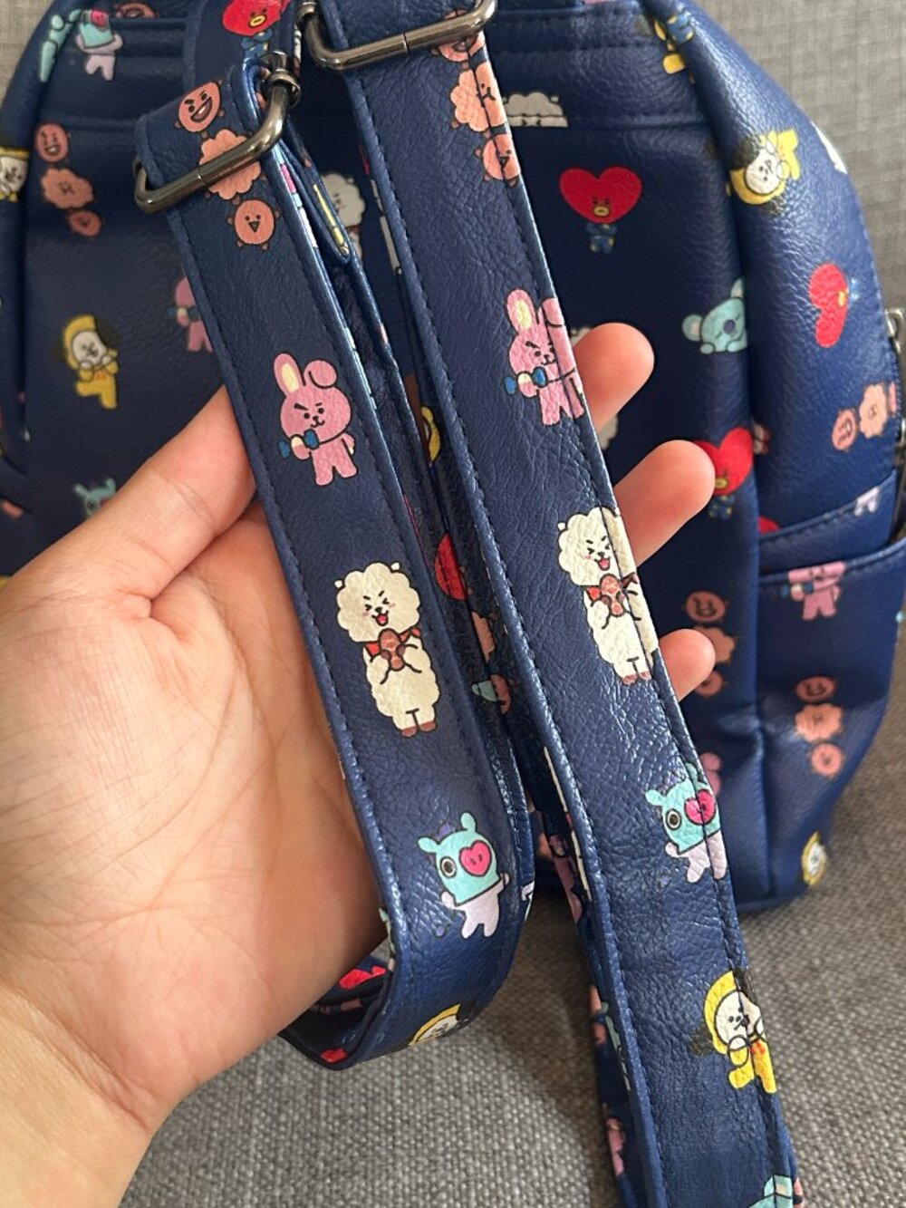 BT21 Blue Mini Backpack Faux Leather Cute Character Graphics K-Pop BTS Merch - Picture 9 of 14